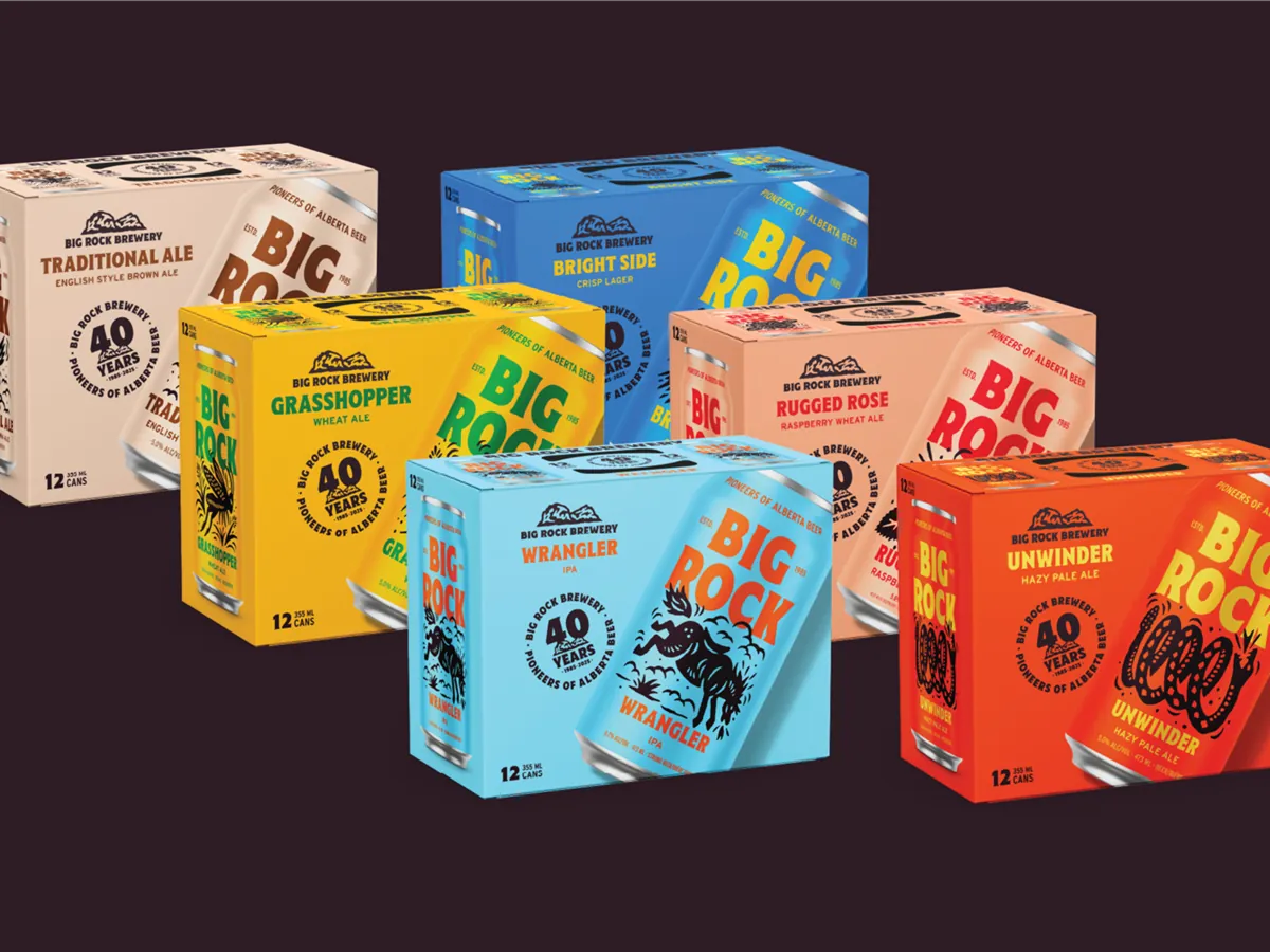 Stacked Big Rock case boxes.
